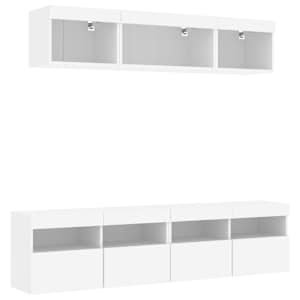 5dílná obývací stěna s LED osvětlením bílá kompozitní dřevo - obrázek 5