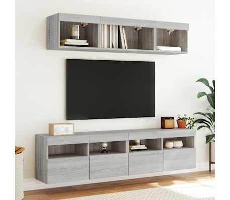 vidaXL 5-częściowy zestaw mebli TV z LED, szary dąb sonoma