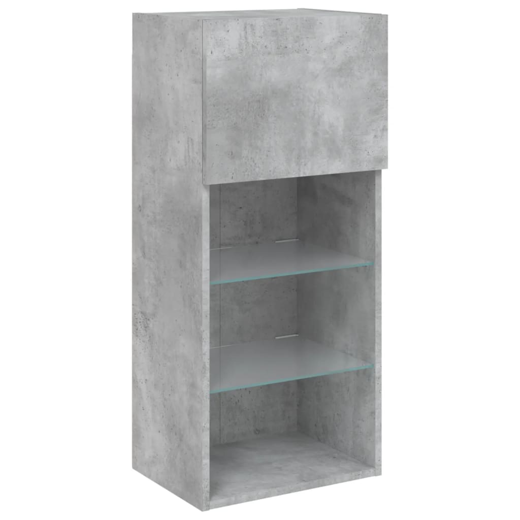 Unități TV de perete cu LED-uri 5 piese gri beton lemn compozit