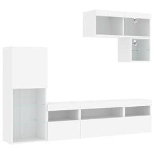 6dílná obývací stěna s LED osvětlením bílá kompozitní dřevo - obrázek 3