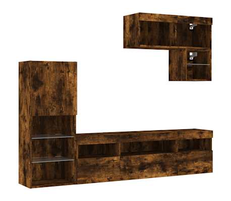 vidaXL 6-dijelni zidni TV elementi s LED svjetlima boja hrasta drveni