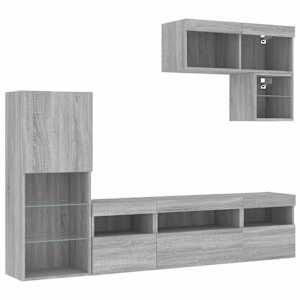 vidaXL 6 Piece TV Wall Units with LED Grey Sonoma Engineered Wood