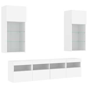 5dílná obývací stěna s LED osvětlením bílá kompozitní dřevo - obrázek 3