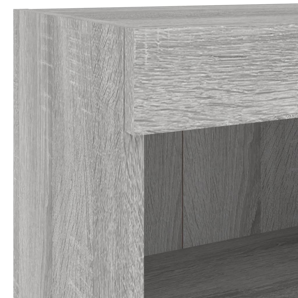 Comode TV de perete cu lumini LED, 7 piese, gri sonoma
