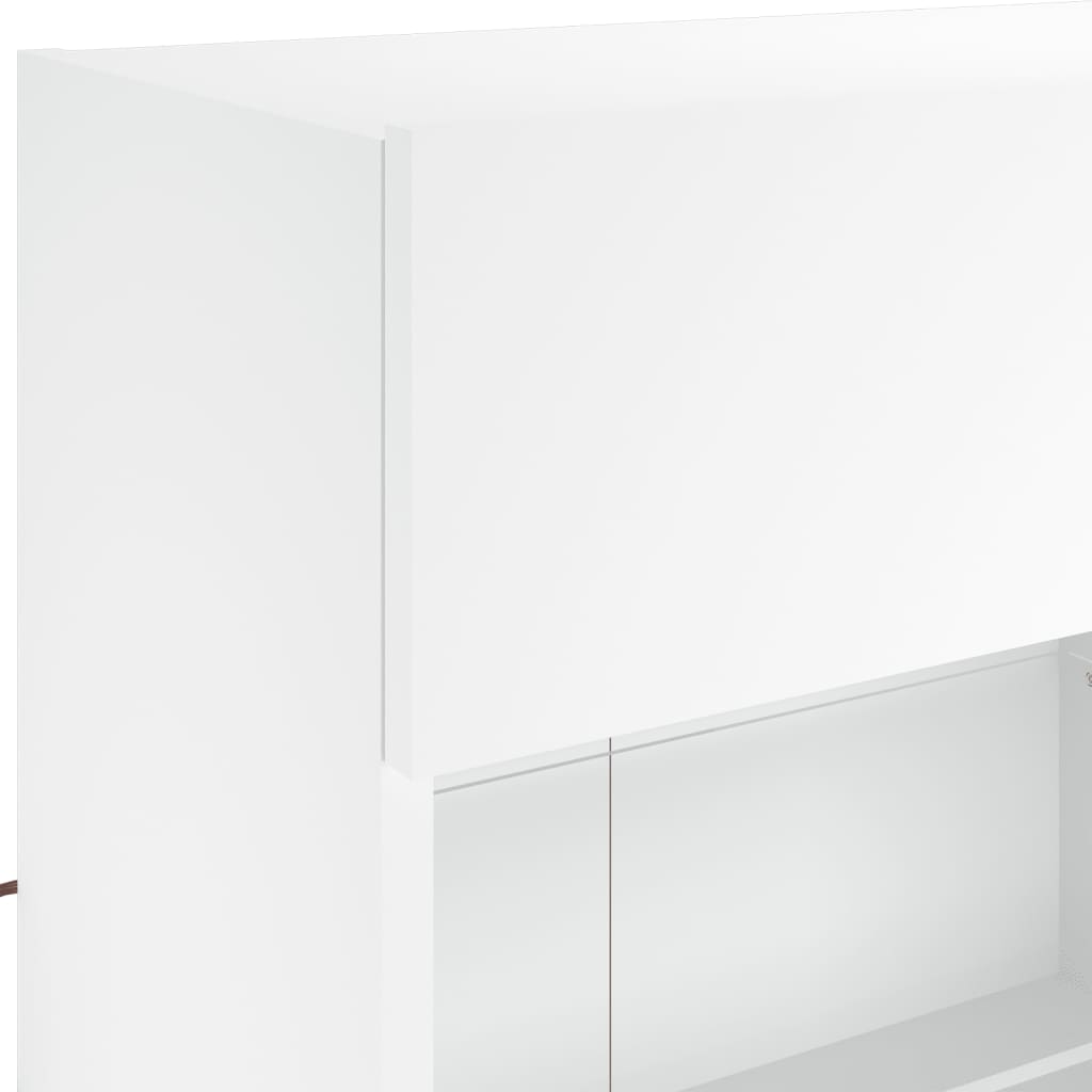 Set comode TV de perete, 6 piese, cu lumini LED, alb