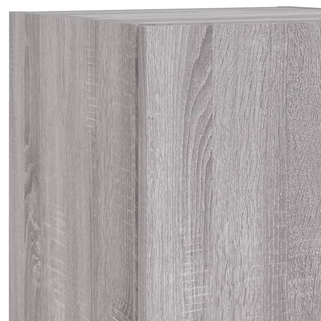 Comode TV de perete cu lumini LED, 6 piese, gri sonoma