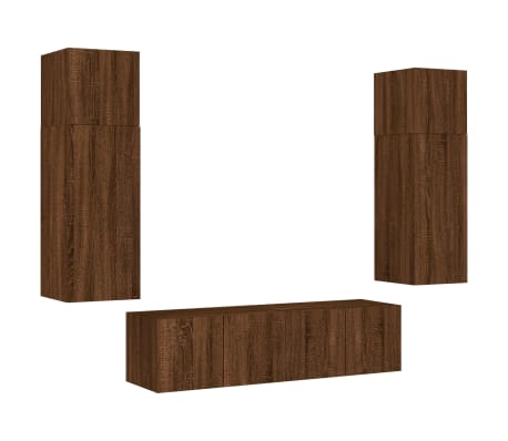 vidaXL 6 Piece TV Wall Units with LED Brown Oak Engineered Wood