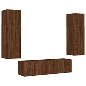 vidaXL 6 Piece TV Wall Units with LED Brown Oak Engineered Wood