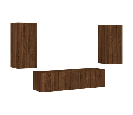 vidaXL 4-osaline telerikappide komplekt LED-tuledega, pruun tamm