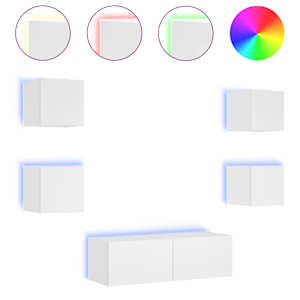 vidaXL 5-osaline telerikappide komplekt LED-tuledega, valge