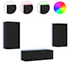vidaXL 3-osaline telerikappide komplekt LED-tuledega, must