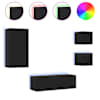 vidaXL 4-osaline telerikappide komplekt LED-tuledega, must