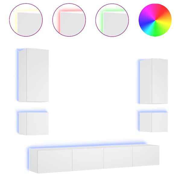 vidaXL 6-osaline telerikappide komplekt LED-tuledega, valge