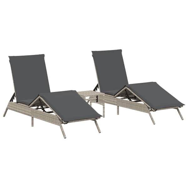 vidaXL lamamistoolid 2 tk, lauaga, helehall, pol&uuml;rotang