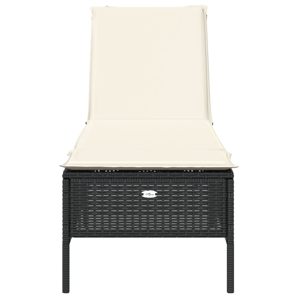 vidaXL Ligbed met kussen poly rattan zwart, foto 4
