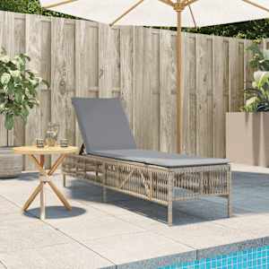 vidaXL Sonnenliege mit Auflage Beige Poly Rattan