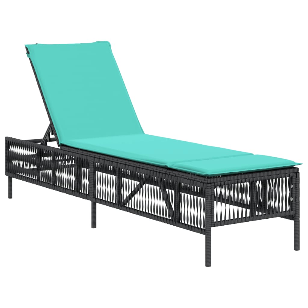 Sun Lounger with Cushion Chaise Lounge Poly Rattan Brown/Gray/Black vidaXL