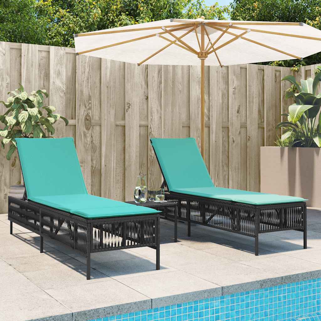 vidaXL Solstolar 2 st med bord svart konstrotting