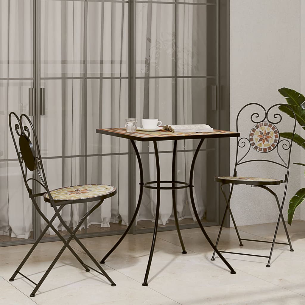 vidaXL Mozaikový bistro stolík tehlová farba 60x60x74 cm keramika