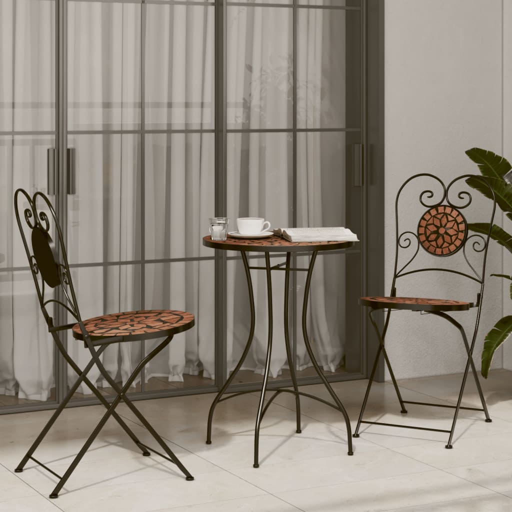vidaXL Mosaiikkibistropöytä terrakotta Ø50x70 cm keramiikka