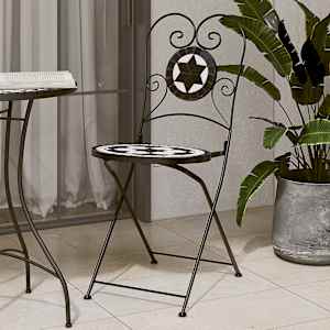 Bistro stoli zložljivi 2 kosa črna in bela keramika