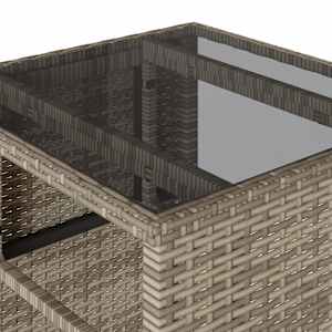 3dílný bistro set s poduškami šedý polyratan - obrázek 9