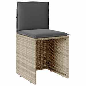 3dílný bistro set s poduškami světle šedý polyratan - obrázek 6