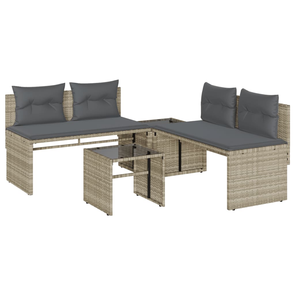 Thumbnail - vidaXL 4-tlg. Garten-Sofagarnitur mit Kissen Hellgrau Poly Rattan