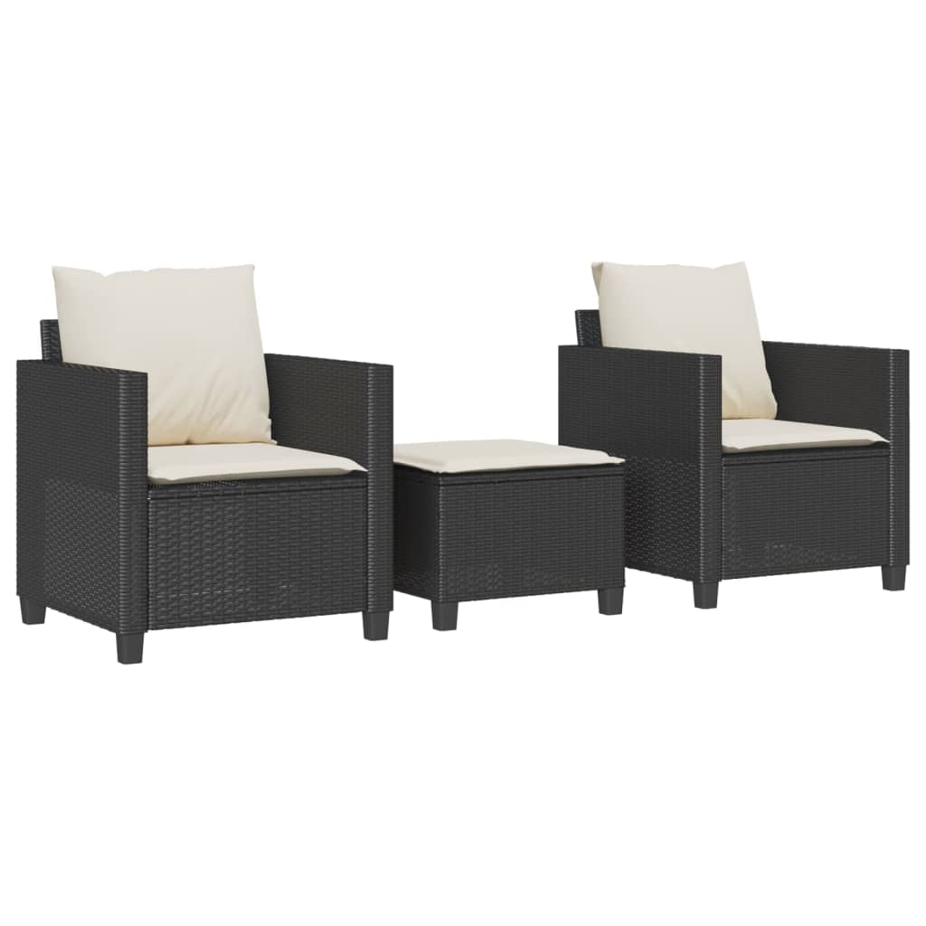 Thumbnail - vidaXL 3-tlg. Bistro-Set mit Kissen Schwarz Poly Rattan