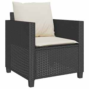 3dílný bistro set s poduškami černý polyratan - obrázek 4