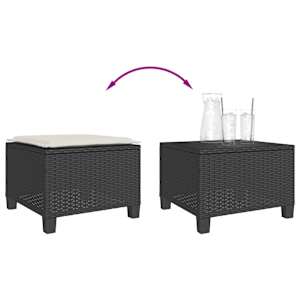 3dílný bistro set s poduškami černý polyratan - obrázek 9