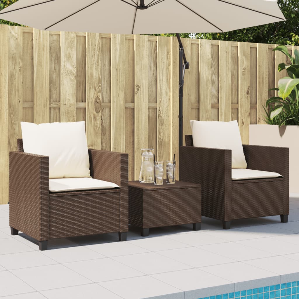 Thumbnail - vidaXL 3-tlg. Bistro-Set mit Kissen Braun Poly Rattan