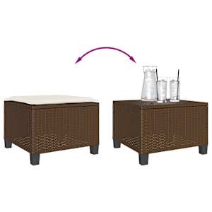 3dílný bistro set s poduškami hnědý polyratan - obrázek 9