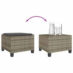 3dílný bistro set s poduškami šedý polyratan - obrázek 9