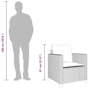 3dílný bistro set s poduškami béžový polyratan - obrázek 12