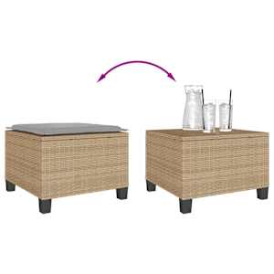 3dílný bistro set s poduškami béžový polyratan - obrázek 9