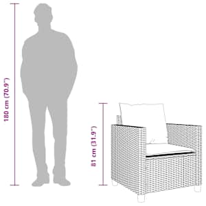3dílný bistro set s poduškami béžový polyratan - obrázek 12