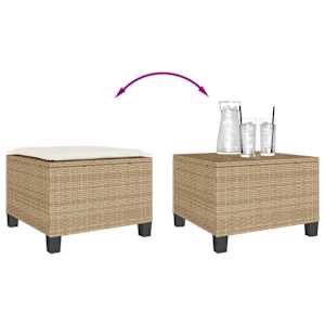 3dílný bistro set s poduškami béžový polyratan - obrázek 9