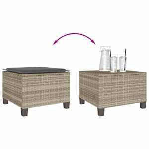 3dílný bistro set s poduškami světle šedý polyratan - obrázek 9