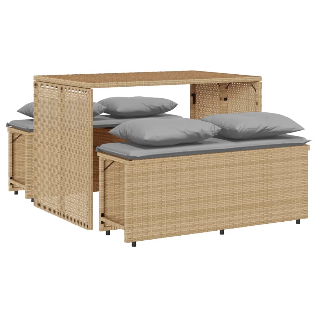 Thumbnail - vidaXL 3-tlg. Garten-Essgruppe mit Kissen Beige Poly Rattan