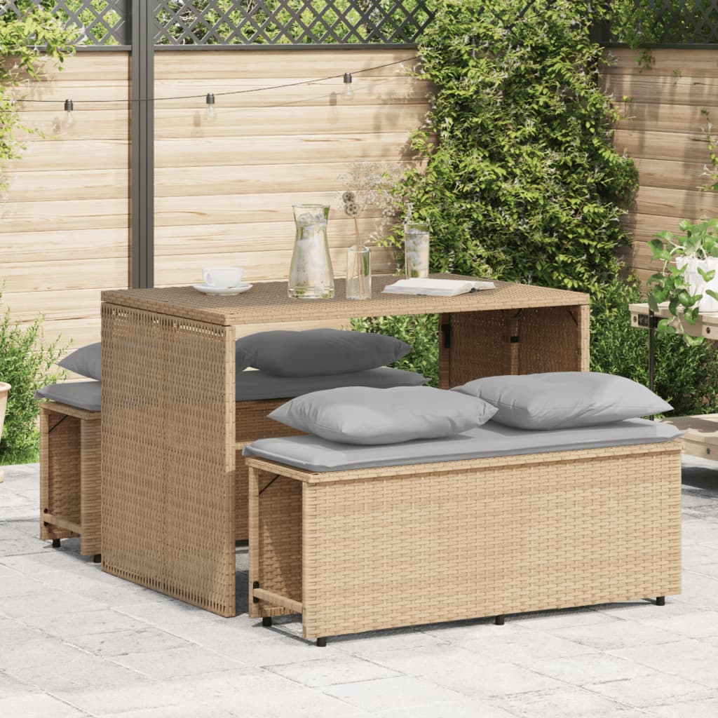 vidaXL Set mobilier de grădină cu perne, 3 piese, bej, poliratan