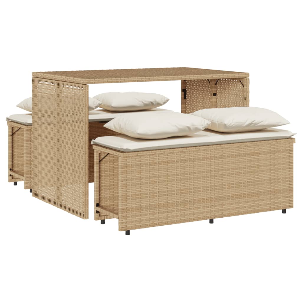Thumbnail - vidaXL 3-tlg. Garten-Essgruppe mit Kissen Beige Poly Rattan