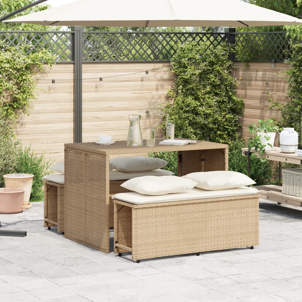 Thumbnail - vidaXL 3-tlg. Garten-Essgruppe mit Kissen Beige Poly Rattan