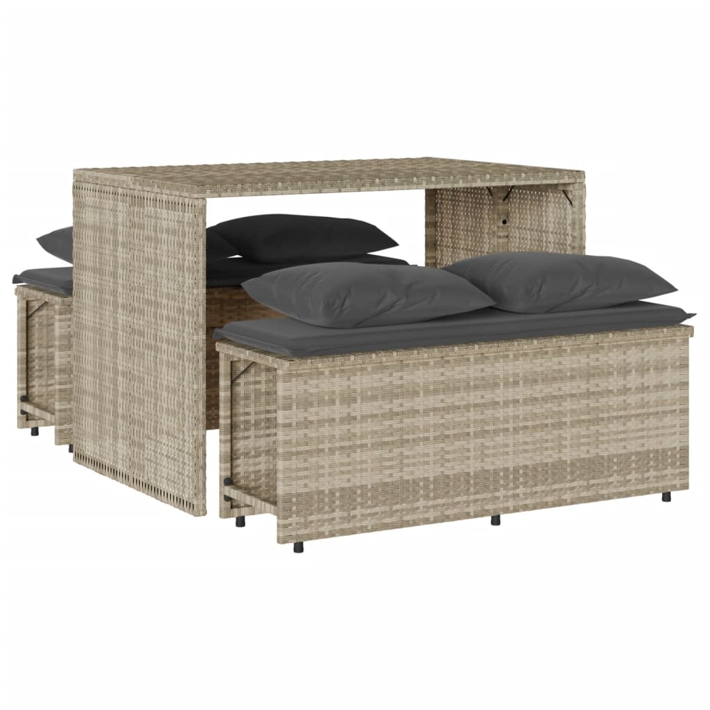 Thumbnail - vidaXL 3-tlg. Garten-Essgruppe mit Kissen Hellgrau Poly Rattan