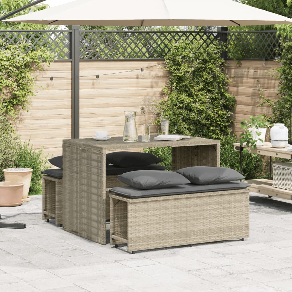 Thumbnail - vidaXL 3-tlg. Garten-Essgruppe mit Kissen Hellgrau Poly Rattan