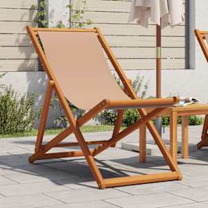 Zložljiv stol taupe trden evkaliptusov les in tkanina