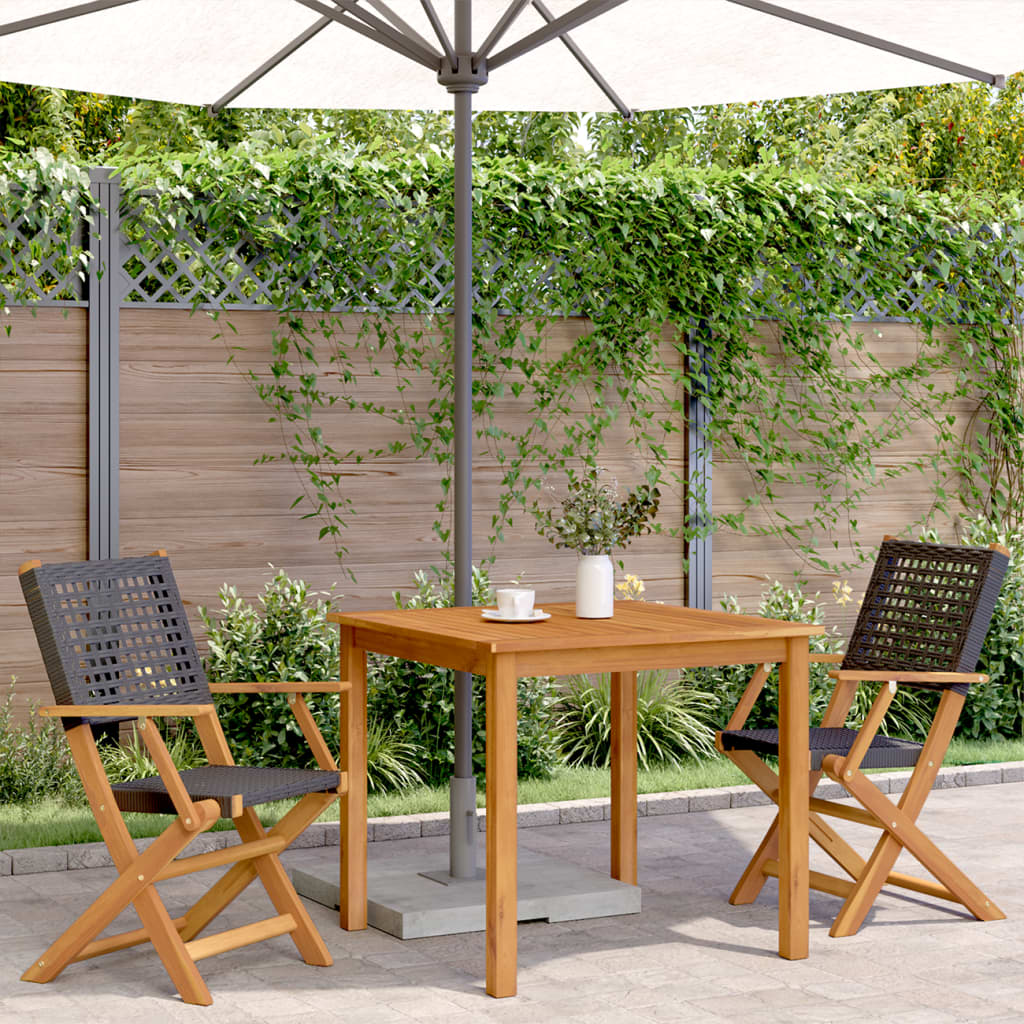 vidaXL Tuinstoelen 2 st massief acaciahout en poly rattan zwart afbeelding