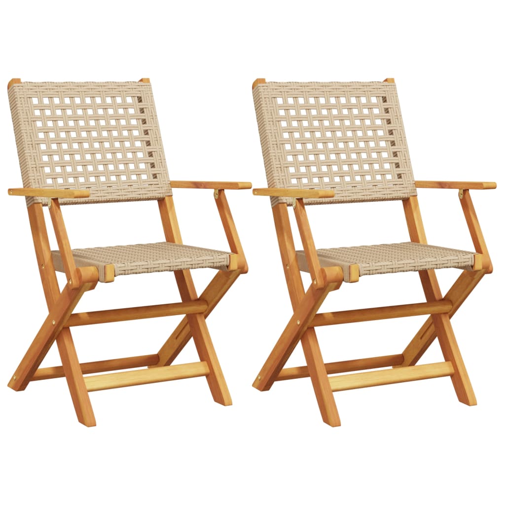 Thumbnail - vidaXL Gartenstühle 2 Stk. Beige Massivholz Akazie und Poly Rattan