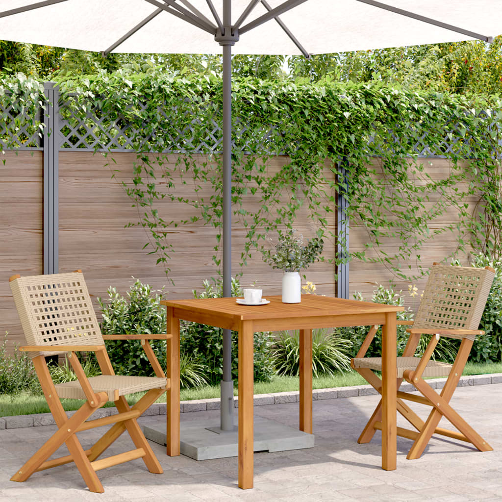 vidaXL Tuinstoelen 2 st massief acaciahout en poly rattan beige afbeelding