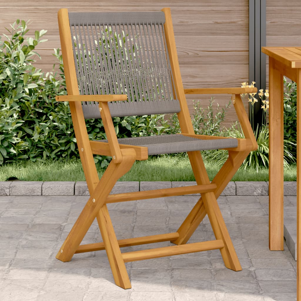 vidaXL Gartenstühle 2 Stk. Grau Massivholz Akazie und Polypropylen